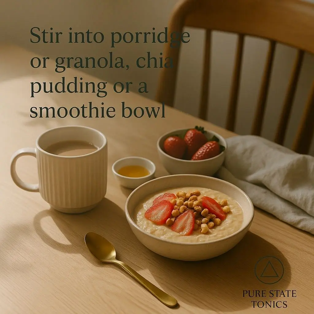 Cozy morning breakfast setup with porridge